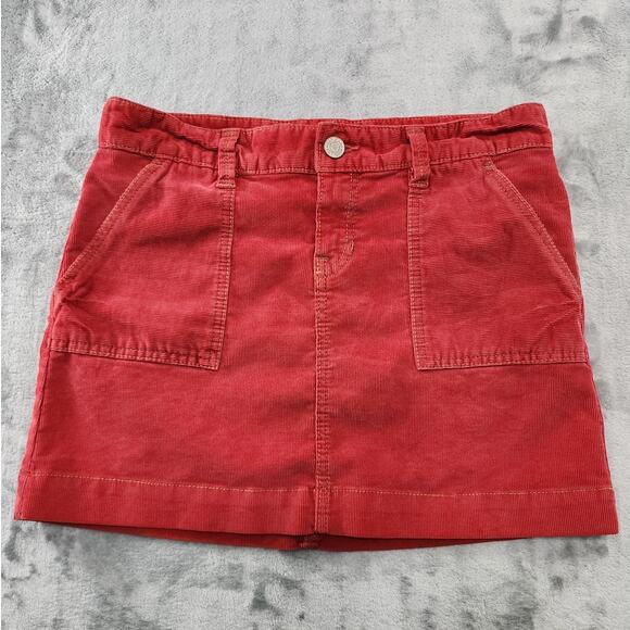 Vintage Y2K GAP Skirt Womens 6 Rust Red Stretch Corduroy Mini Back Buckle Preppy - Picture 1 of 9